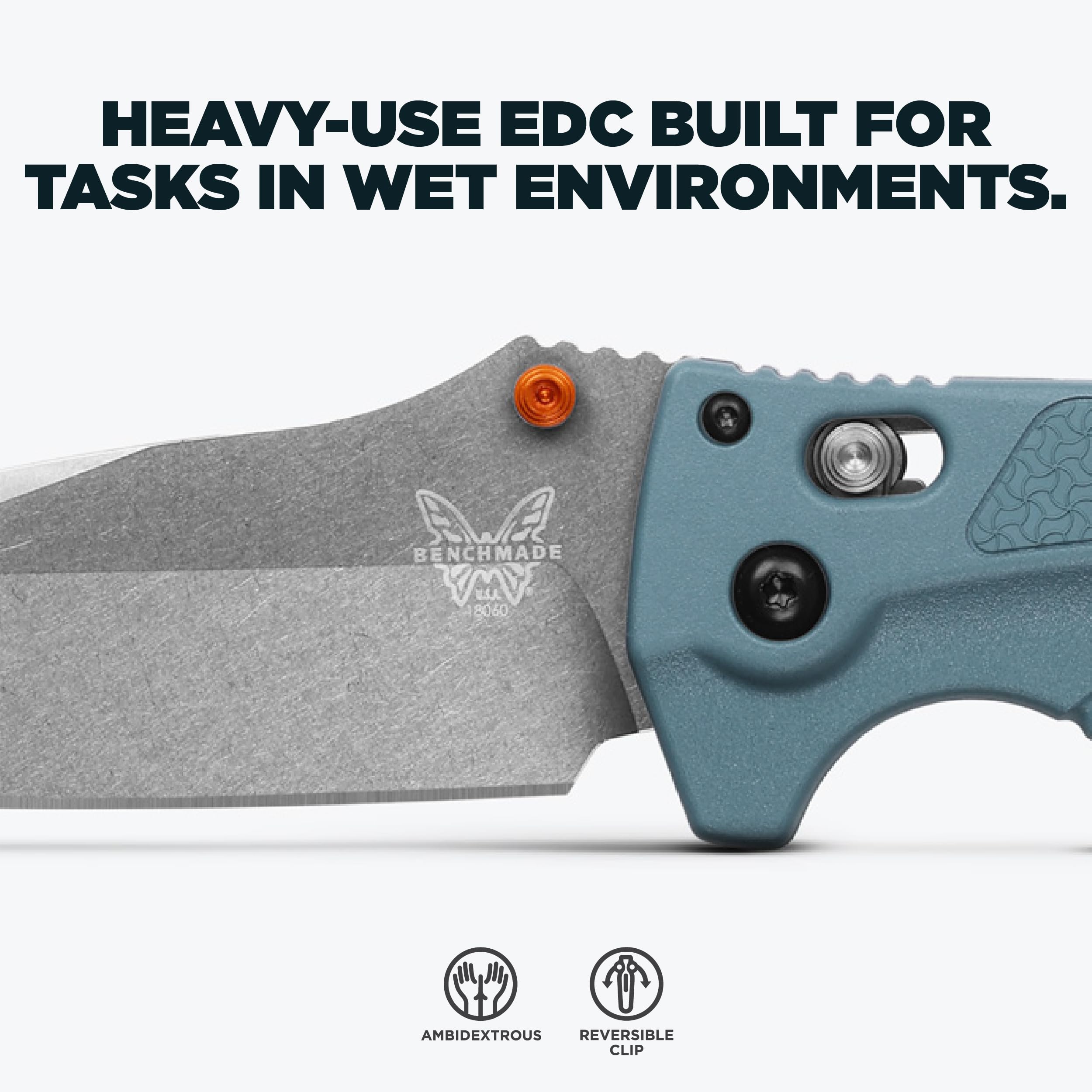 Benchmade - Adira Outdoor, Water, Fishing Knife, Plain Edge with Depth Blue Grivory Handle (18060) - Image 3