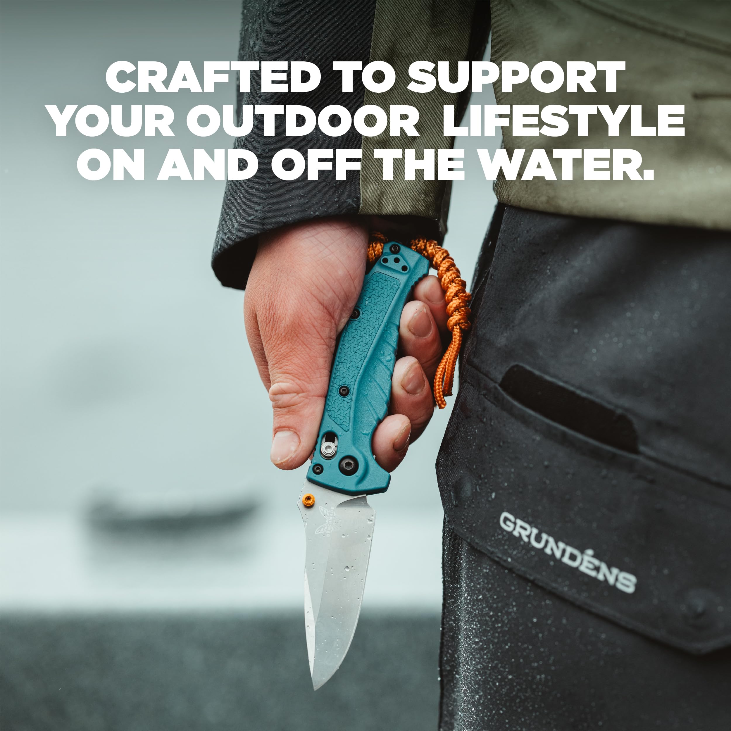 Benchmade - Adira Outdoor, Water, Fishing Knife, Plain Edge with Depth Blue Grivory Handle (18060) - Image 6