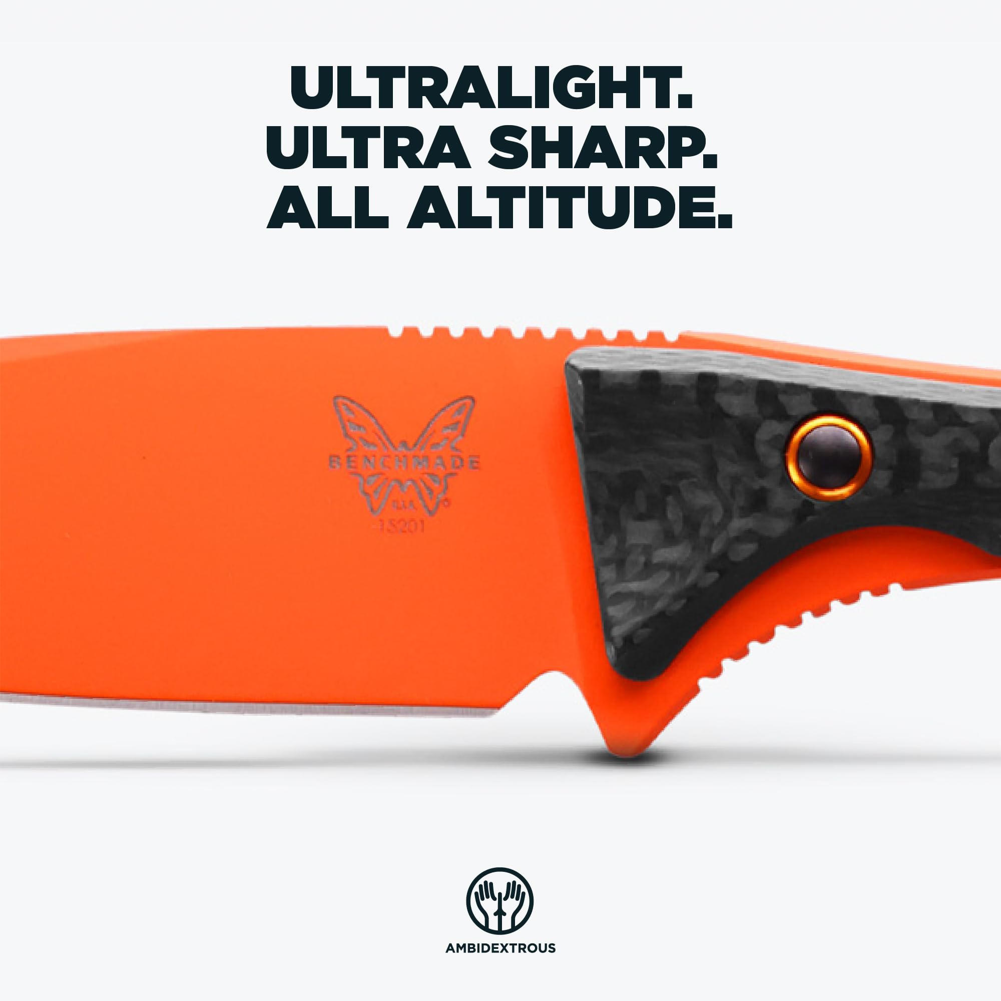 Benchmade - Altitude 15201OR Hunting Knife with Black Carbon Fiber Handle (15201OR) - Image 3