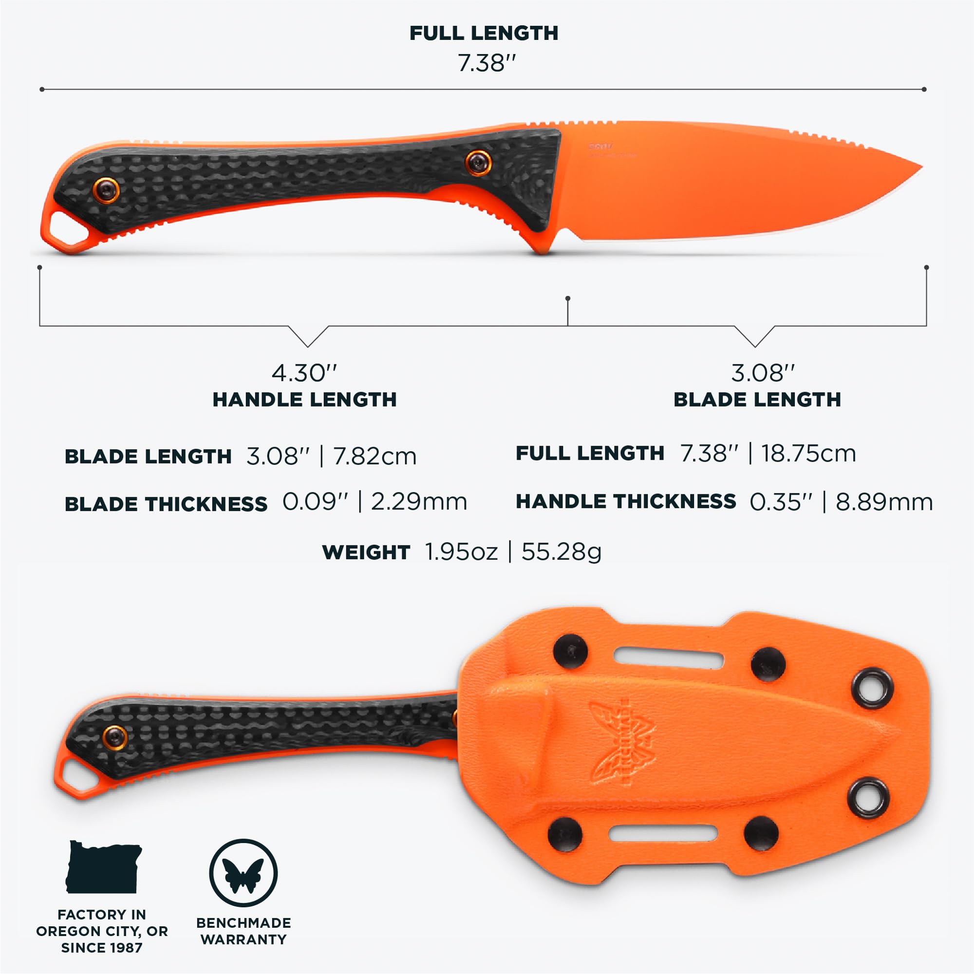 Benchmade - Altitude 15201OR Hunting Knife with Black Carbon Fiber Handle (15201OR) - Image 5