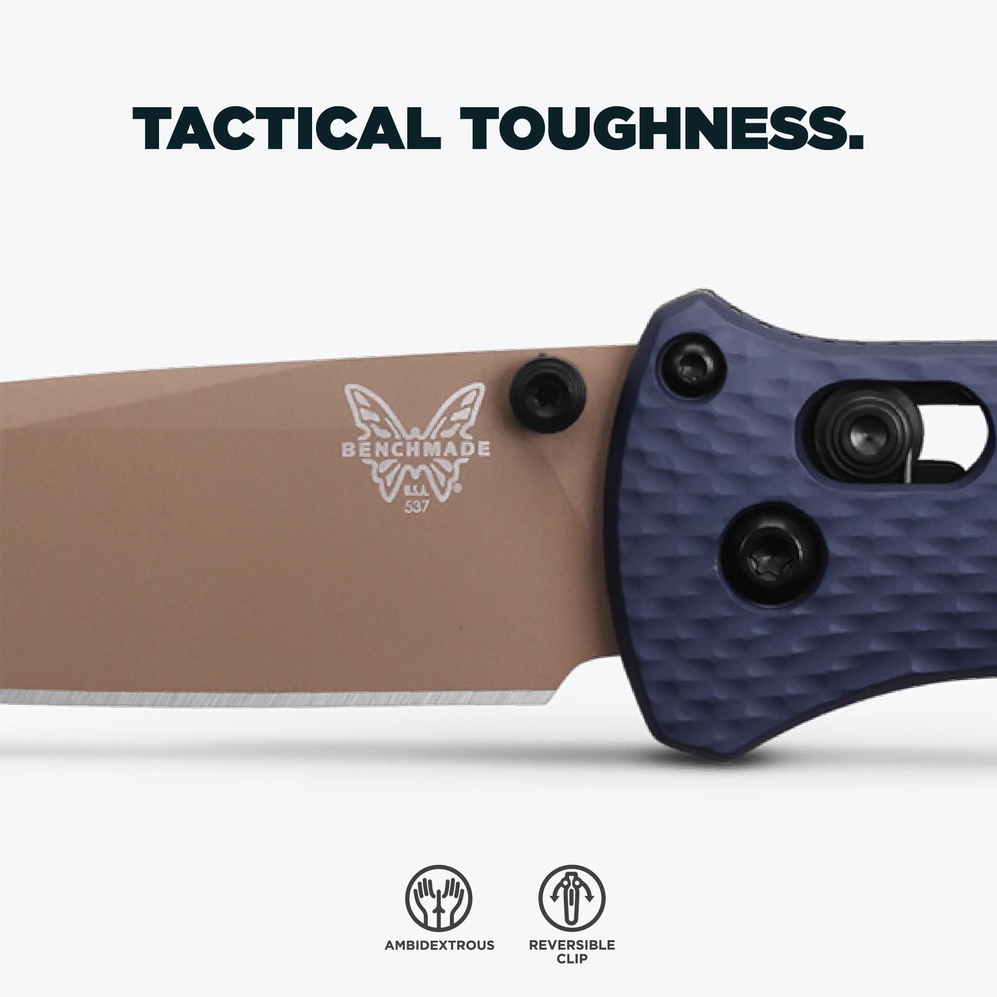 Benchmade - Bailout Tactical EDC Knife, Plain Edge, Tanto Blade with Crater Blue Aluminum Handle (537FE-02) - Image 5