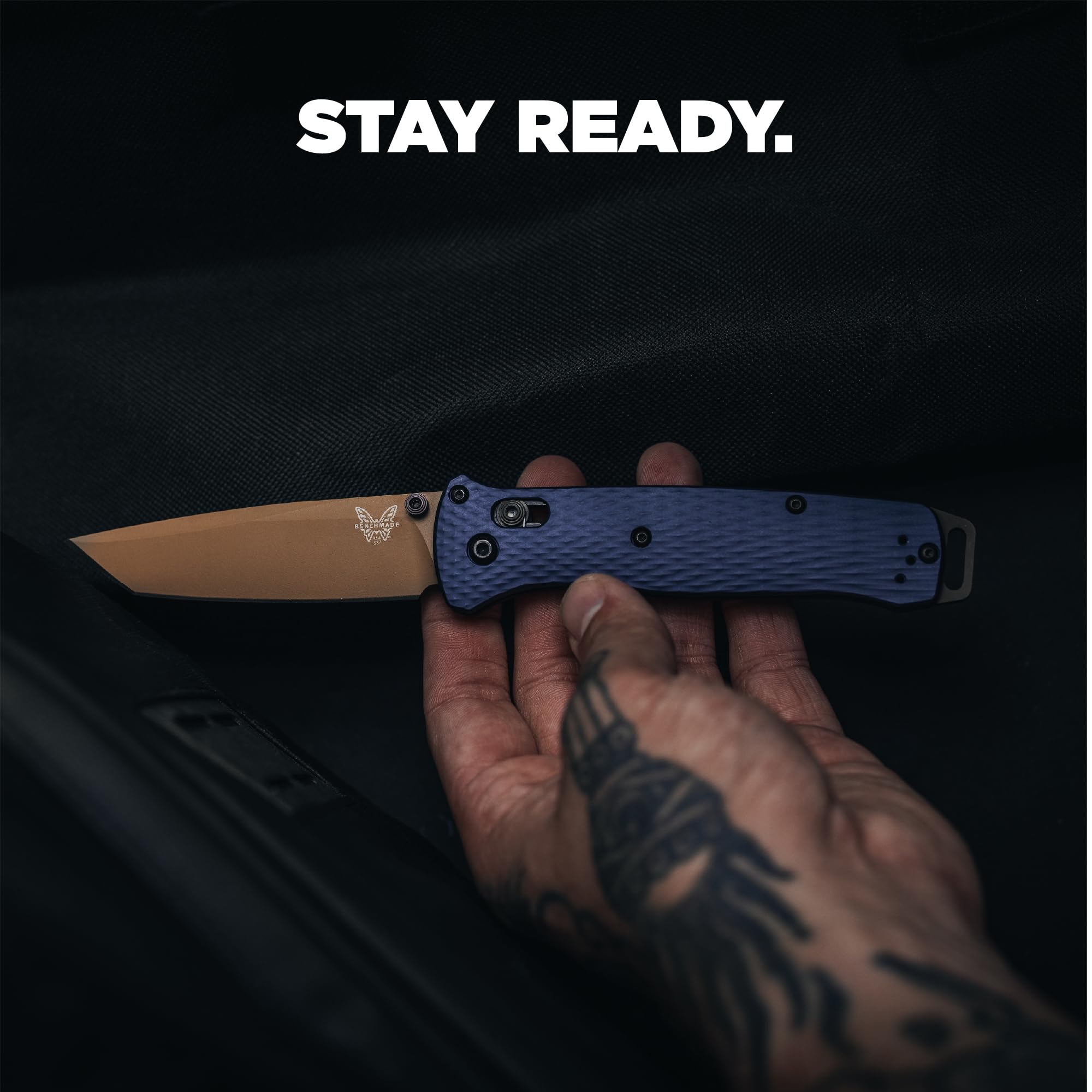 Benchmade - Bailout Tactical EDC Knife, Plain Edge, Tanto Blade with Crater Blue Aluminum Handle (537FE-02) - Image 8