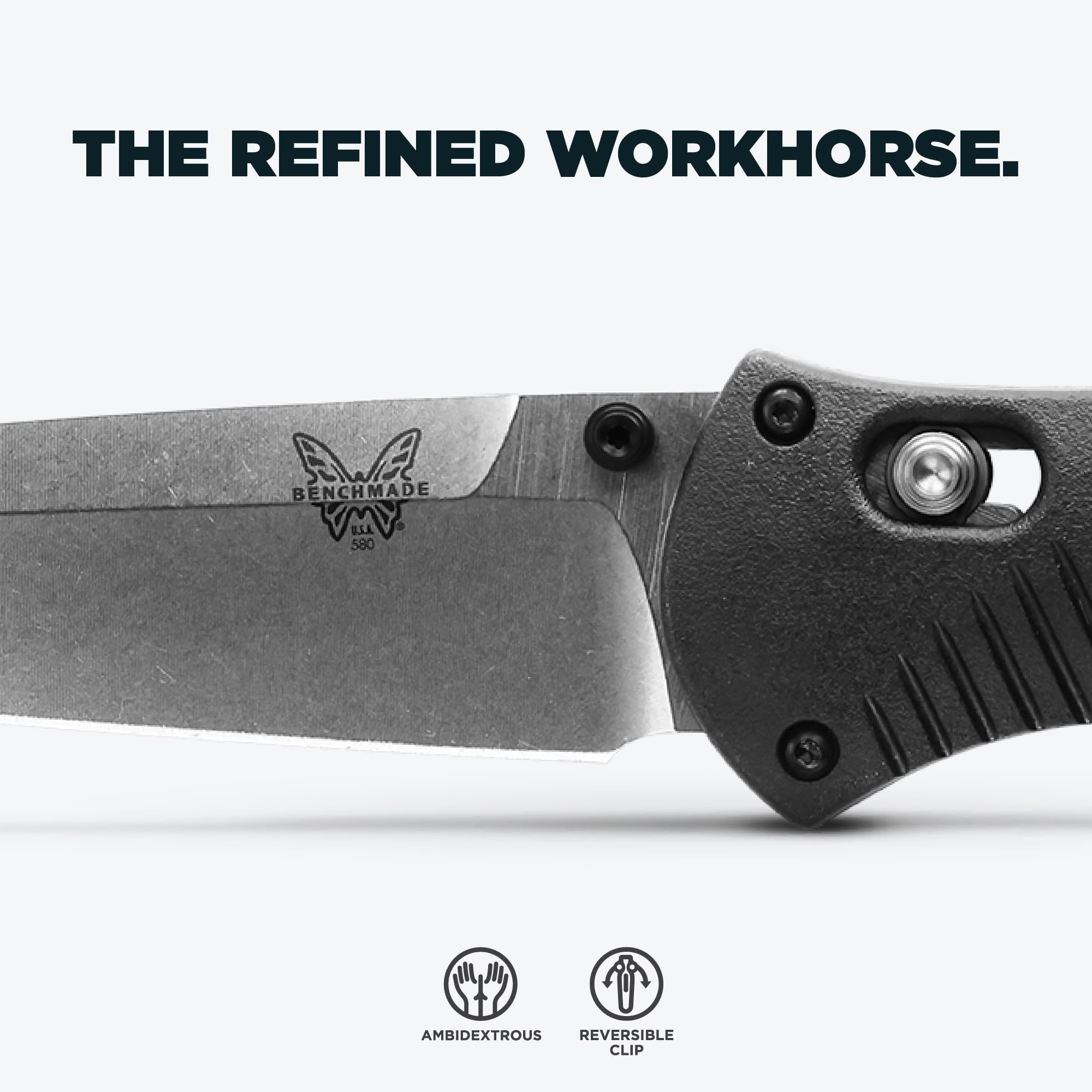 Benchmade - Barrage, Tactical, Every Day Knife, Plain Edge, Drop-Point Blade with Black Valox Handle (580) - Image 3