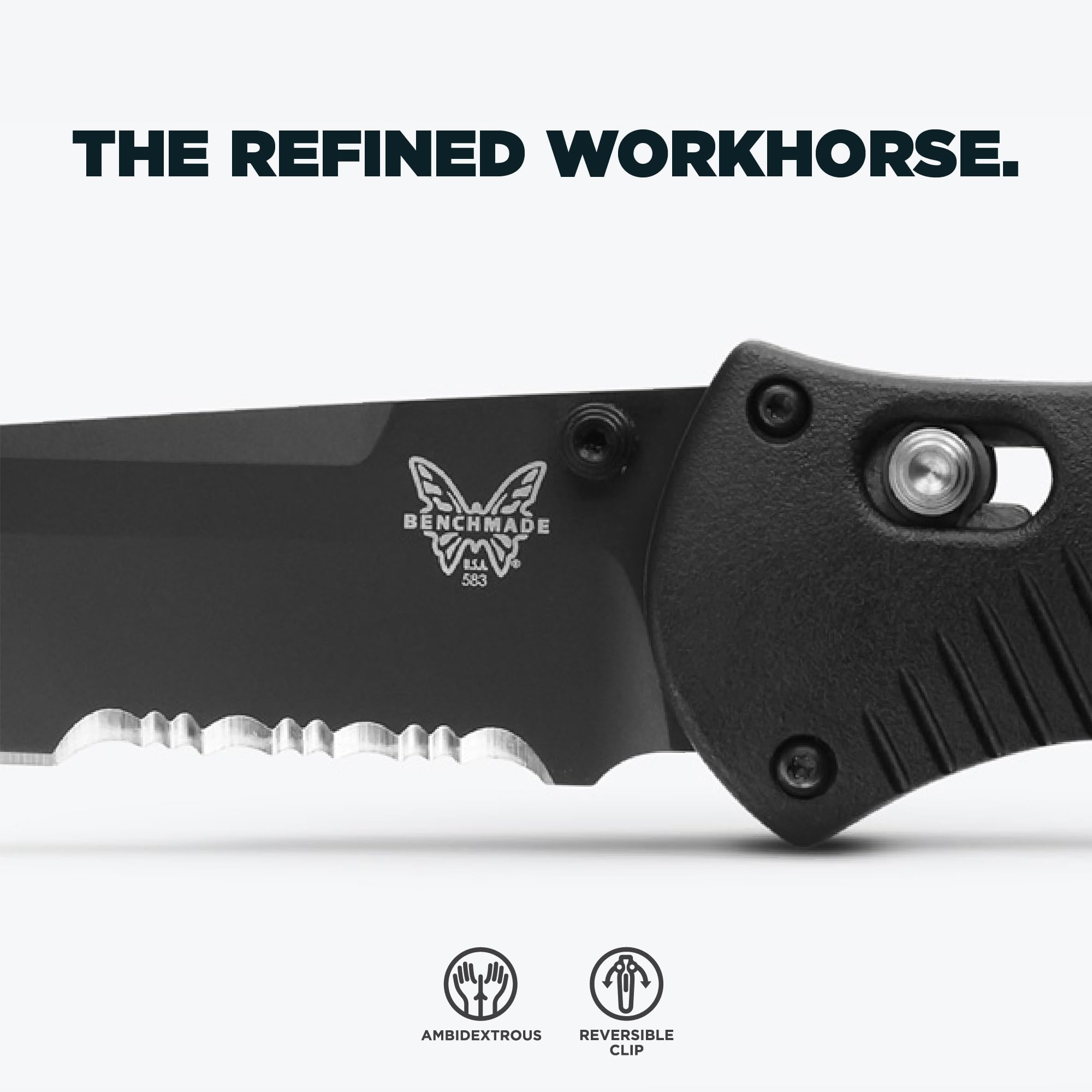 Benchmade - Barrage, Tactical, Every Day Knife, Serrated Tanto Blade with Black Handle (583SBK) - Image 3