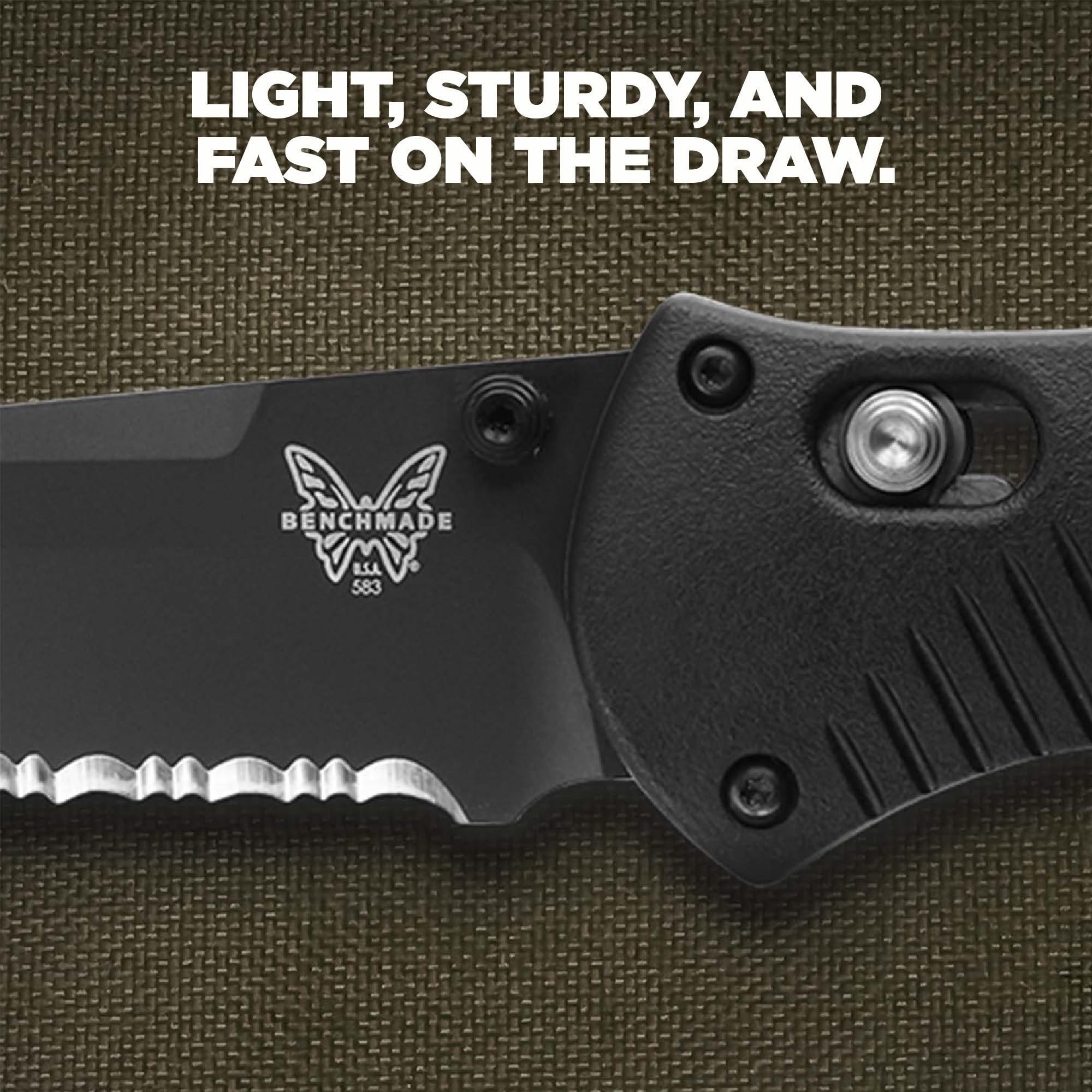 Benchmade - Barrage, Tactical, Every Day Knife, Serrated Tanto Blade with Black Handle (583SBK) - Image 7