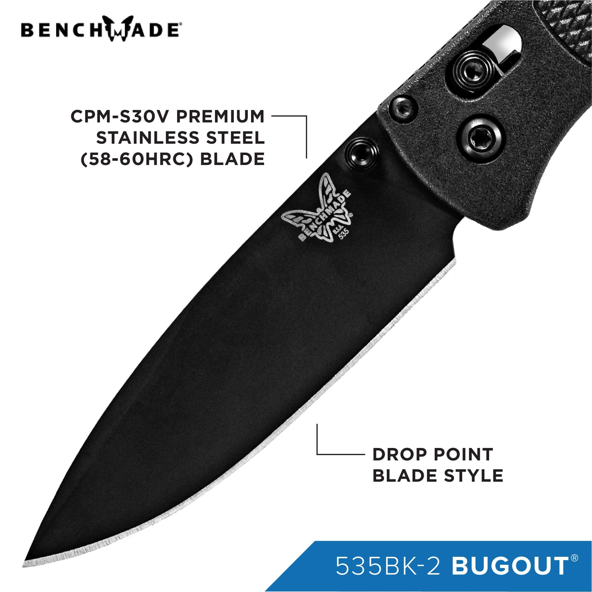 Benchmade - Bugout Outdoor EDC Folding Knife, Slim, Lightweight, Drop-Point Blade, Carbon Fiber (535BK-2) - Image 3