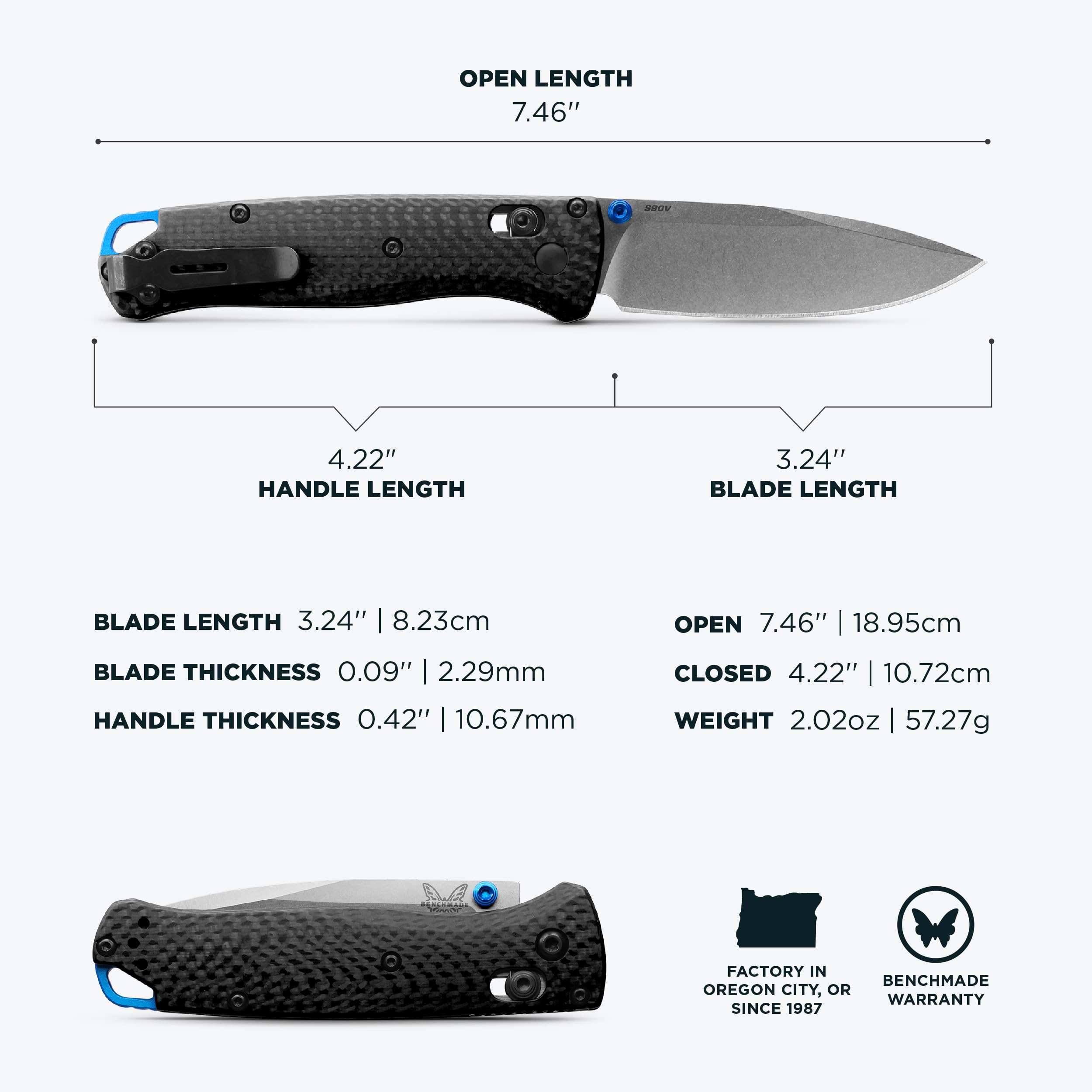 Benchmade - Bugout Outdoor EDC Folding Knife, Slim, Lightweight, Drop-Point Blade, Carbon Fiber (535-3) - Image 5