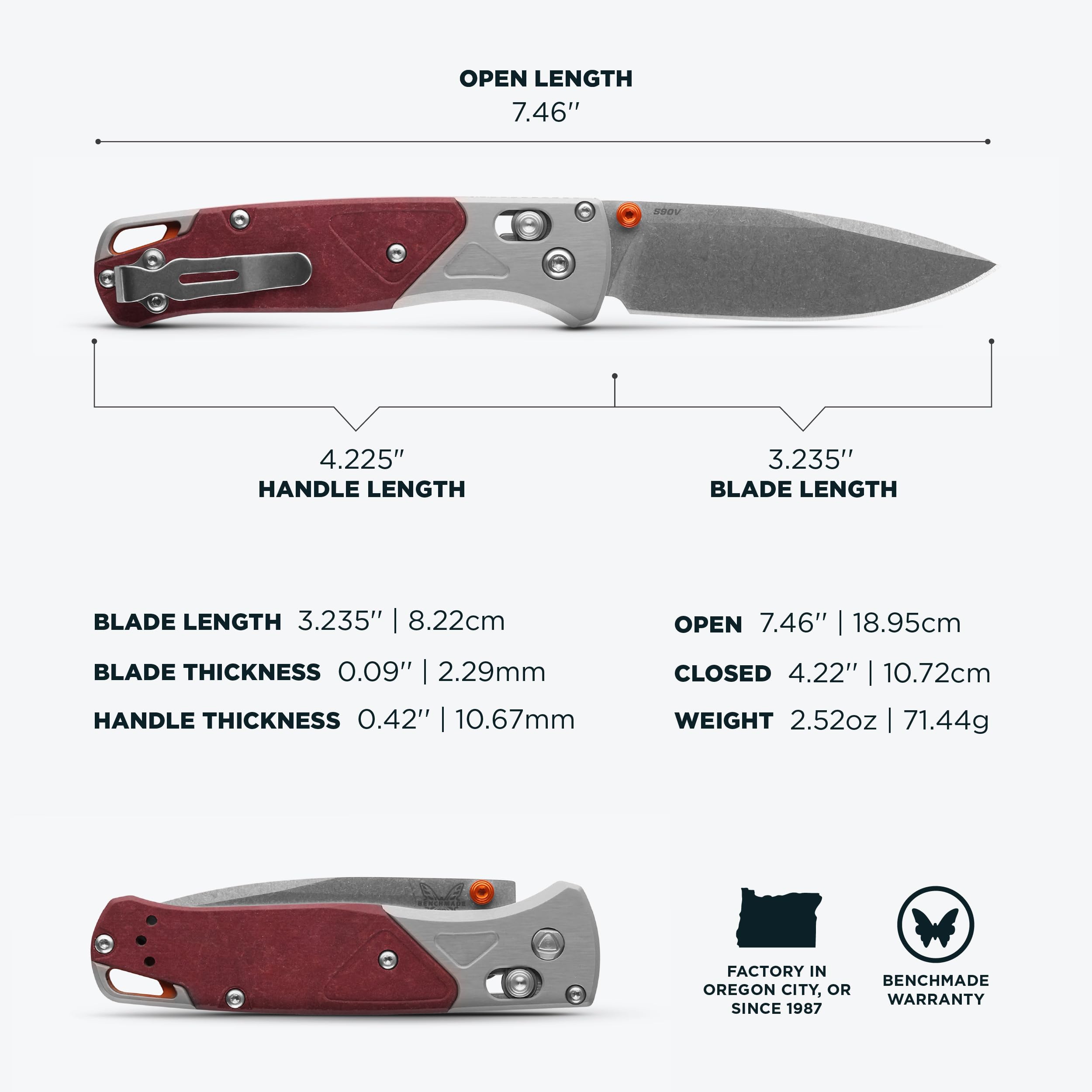 Benchmade - Bugout Outdoor EDC Folding Knife, Slim, Lightweight, Drop-Point Blade, Aluminum Handle (535-09) - Image 5