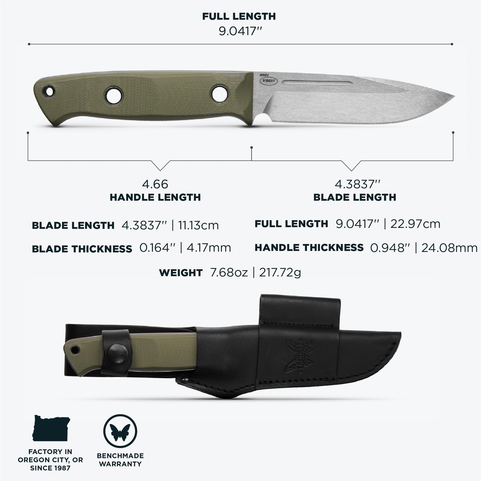 Benchmade - Bushcrafter Outdoor Survival Knife, Heavy-Duty Performance with OD Green G10 Handle (163-1) - Image 5