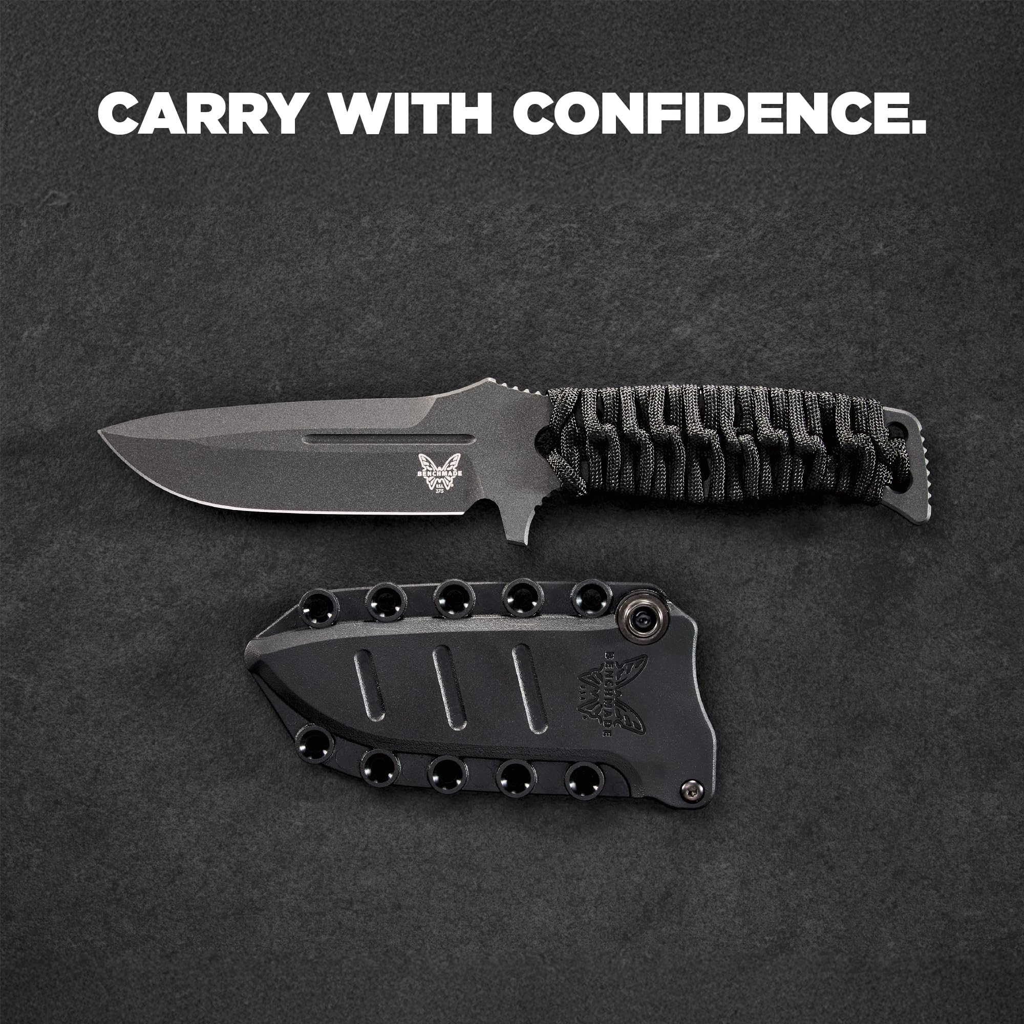 Benchmade - Fixed Adamas Tactical Knife, Drop-Point Blade with Black Paracord Handle (375BK-1) - Image 6