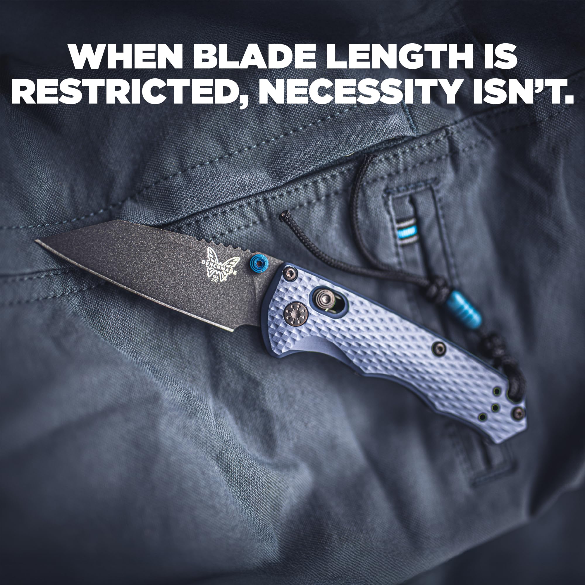 Benchmade - Full Immunity Tactical, Every Day Knife, Wharncliffe Blade with Crater Blue Aluminum Handle (290BK) - Image 6