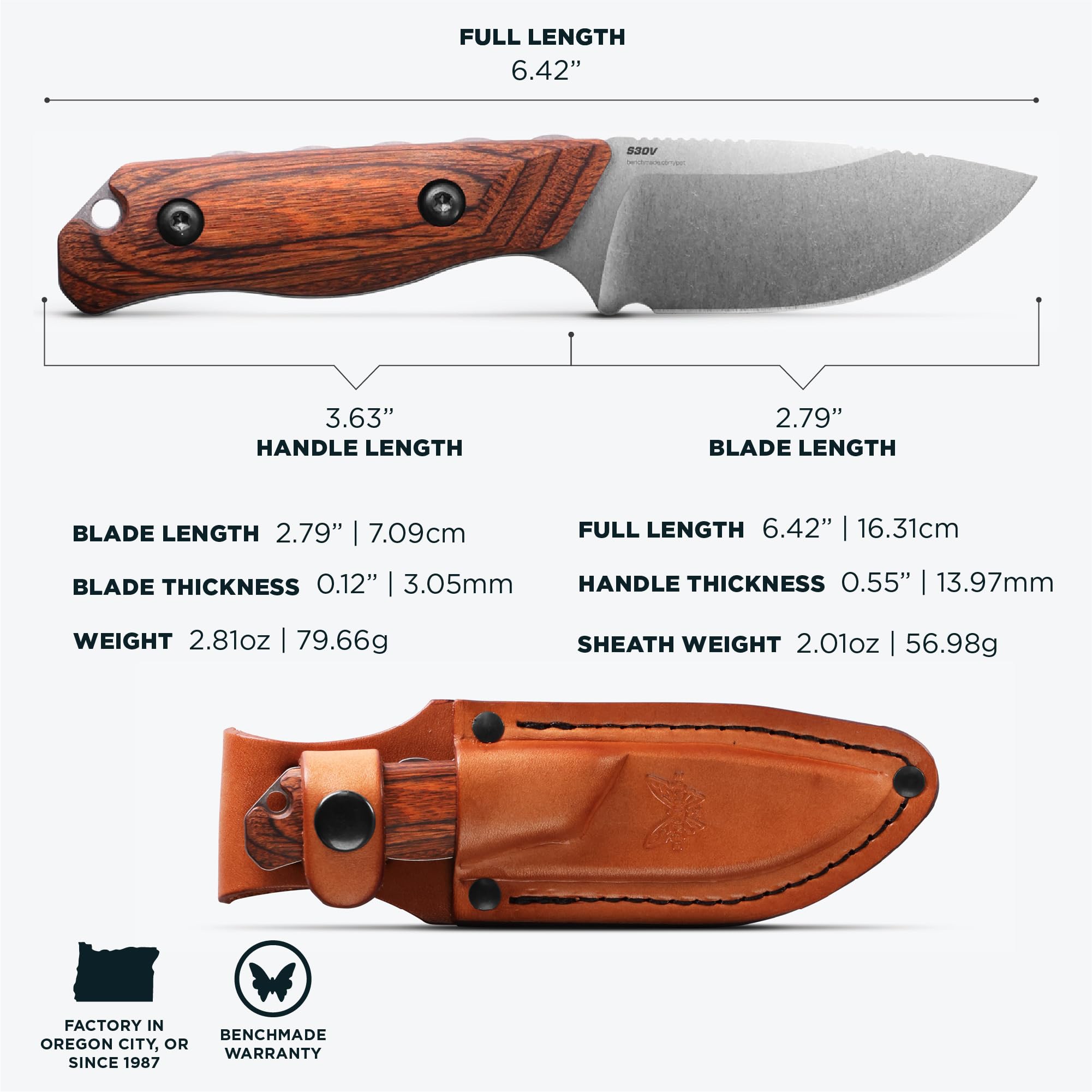 Benchmade - Hidden Canyon Hunter 15017 Fixed Blade Hunting Knife with Wooden Handle (15017) - Image 6