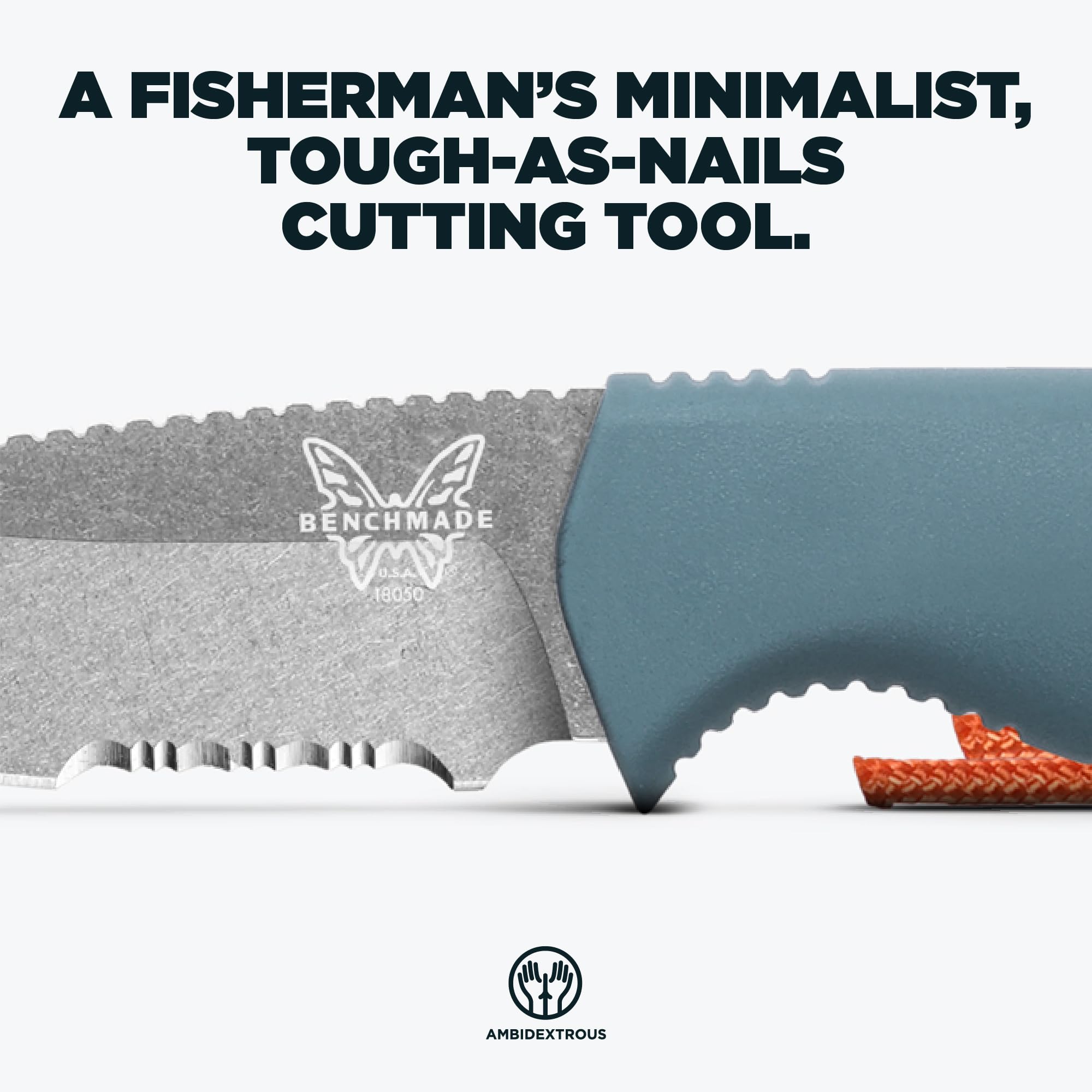 Benchmade - Intersect Outdoor Knife, Drop-Point Serrated Blade, Depth Blue Santoprene Handle (18050S) - Image 3