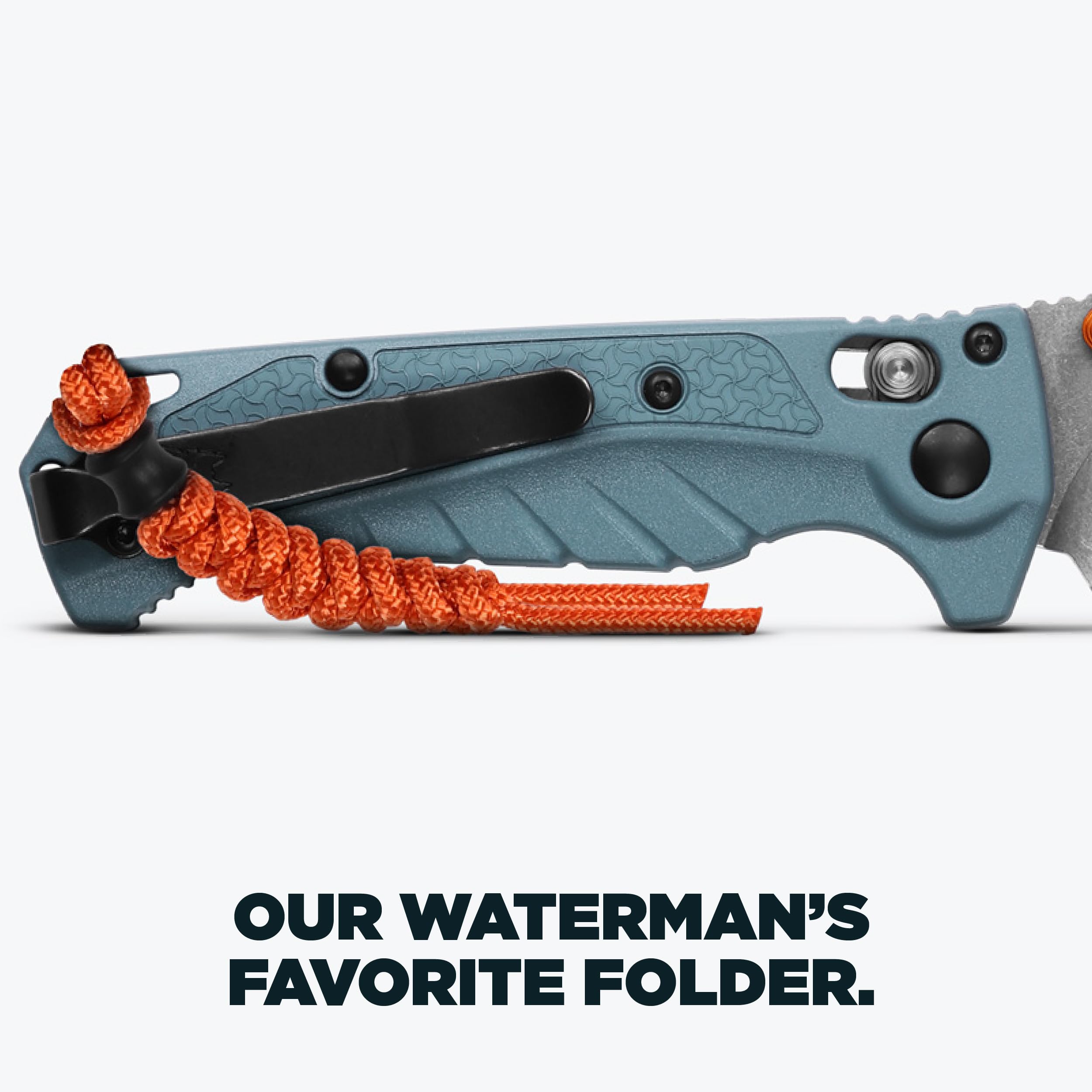 Benchmade - Mini Adira Outdoor, Water, Fishing Knife, Plain Edge Drop-Point Blade with Depth Blue Grivory Handle (18065) - Image 5