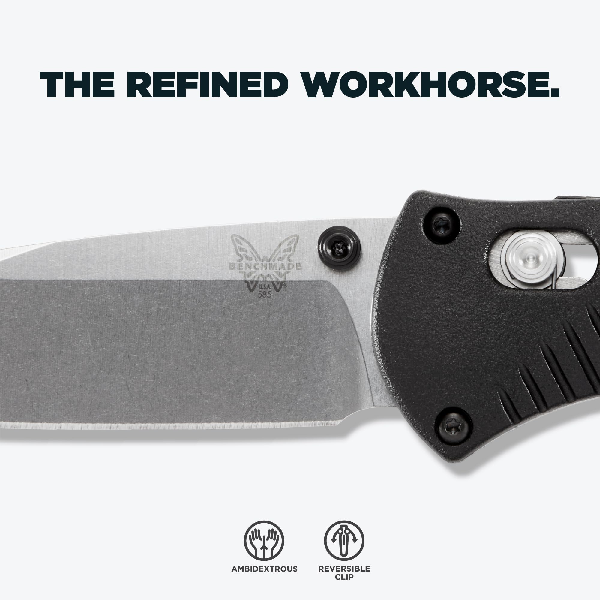 Benchmade - Mini Barrage 585 EDC Knife, Drop-point Blade with Black Valox Handle (585) - Image 3