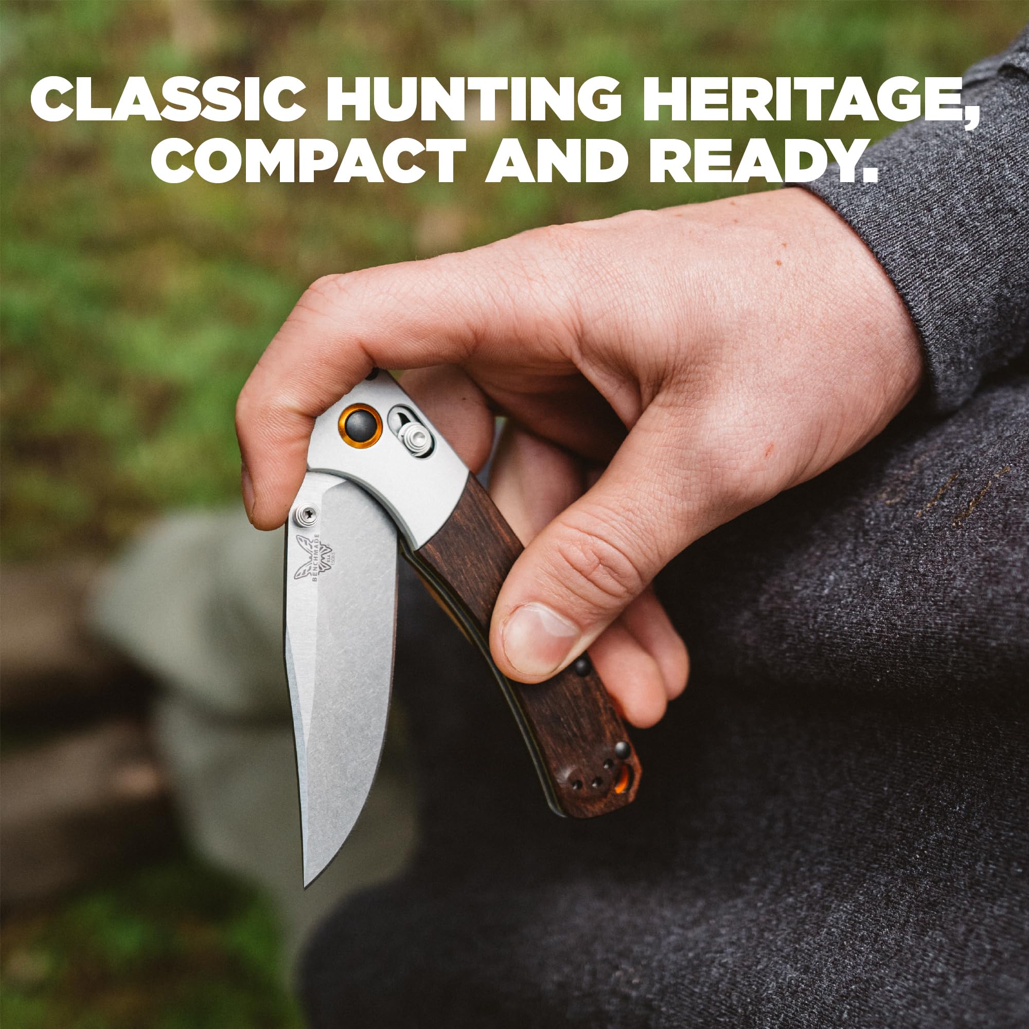 Benchmade - Mini Crooked River 15085 EDC Knife with Gray Aluminum & Wood Handle (15085-2) - Image 6