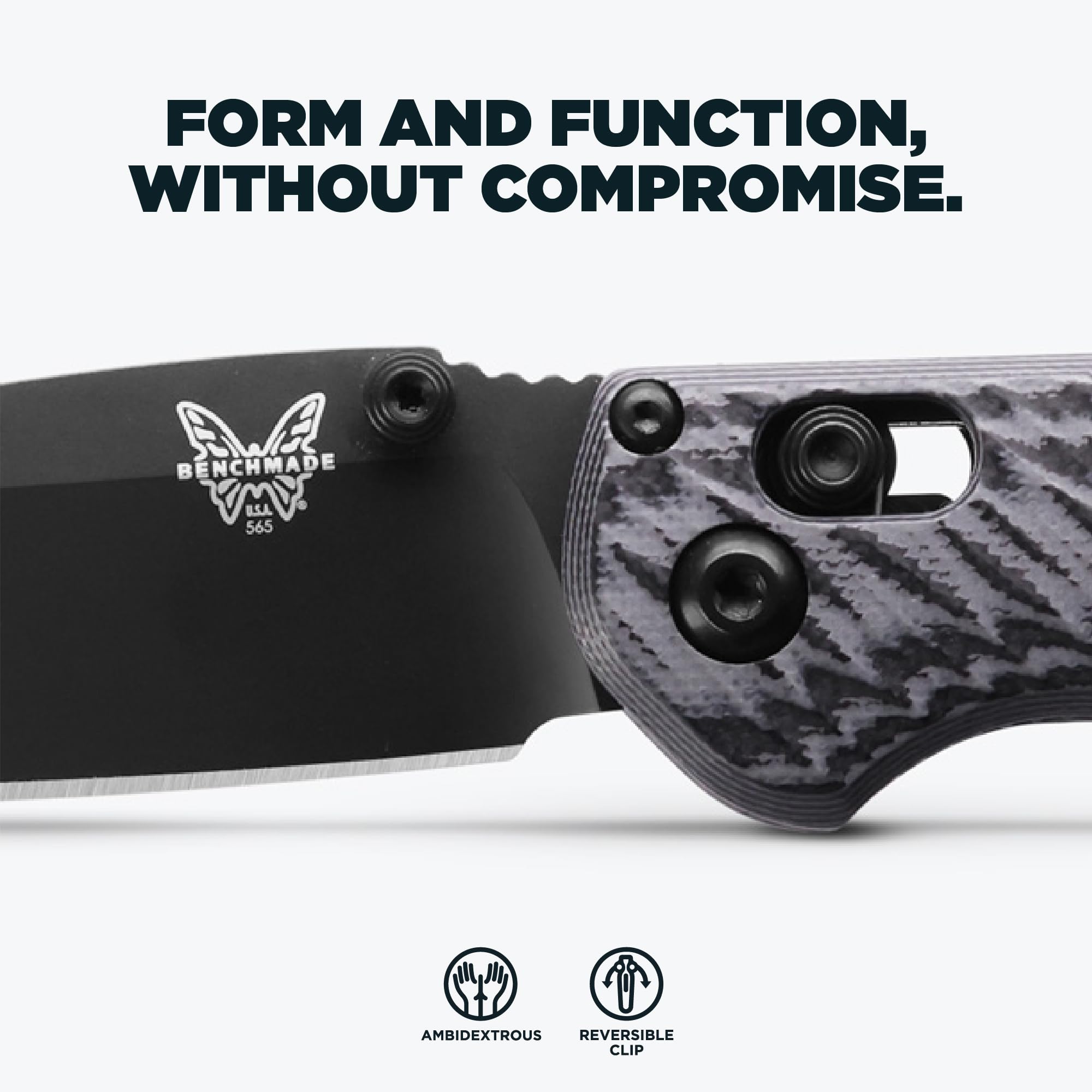 Benchmade - Mini Freek Outdoor EDC Knife, Drop-Point Blade with Gray/Black G10 Handle (565BK-2) - Image 3