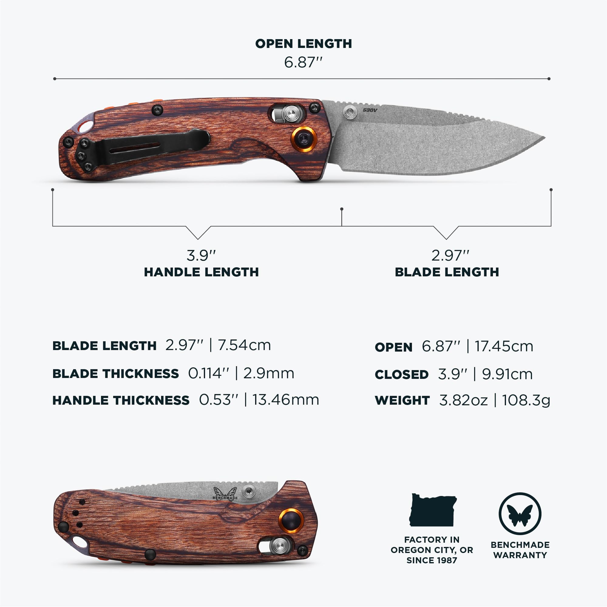 Benchmade - North Fork Hunting Knife with Stablized Wood Handle (15032) - Image 5