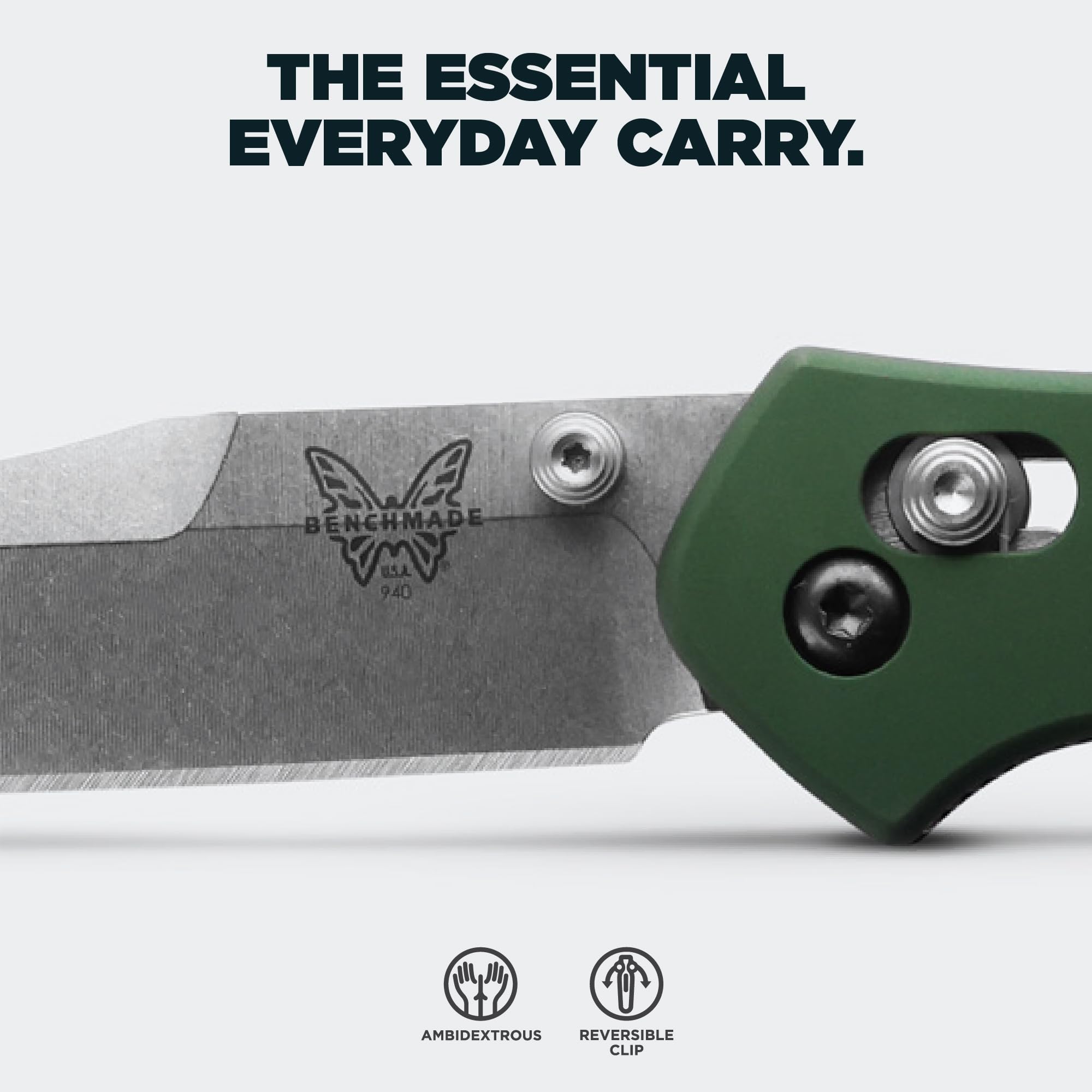 Benchmade - Osborne, Every Day, Outdoor, Folding Knife, Reverse Tanto Blade with Green 6061-T6 Aluminum Handle (940) - Image 3