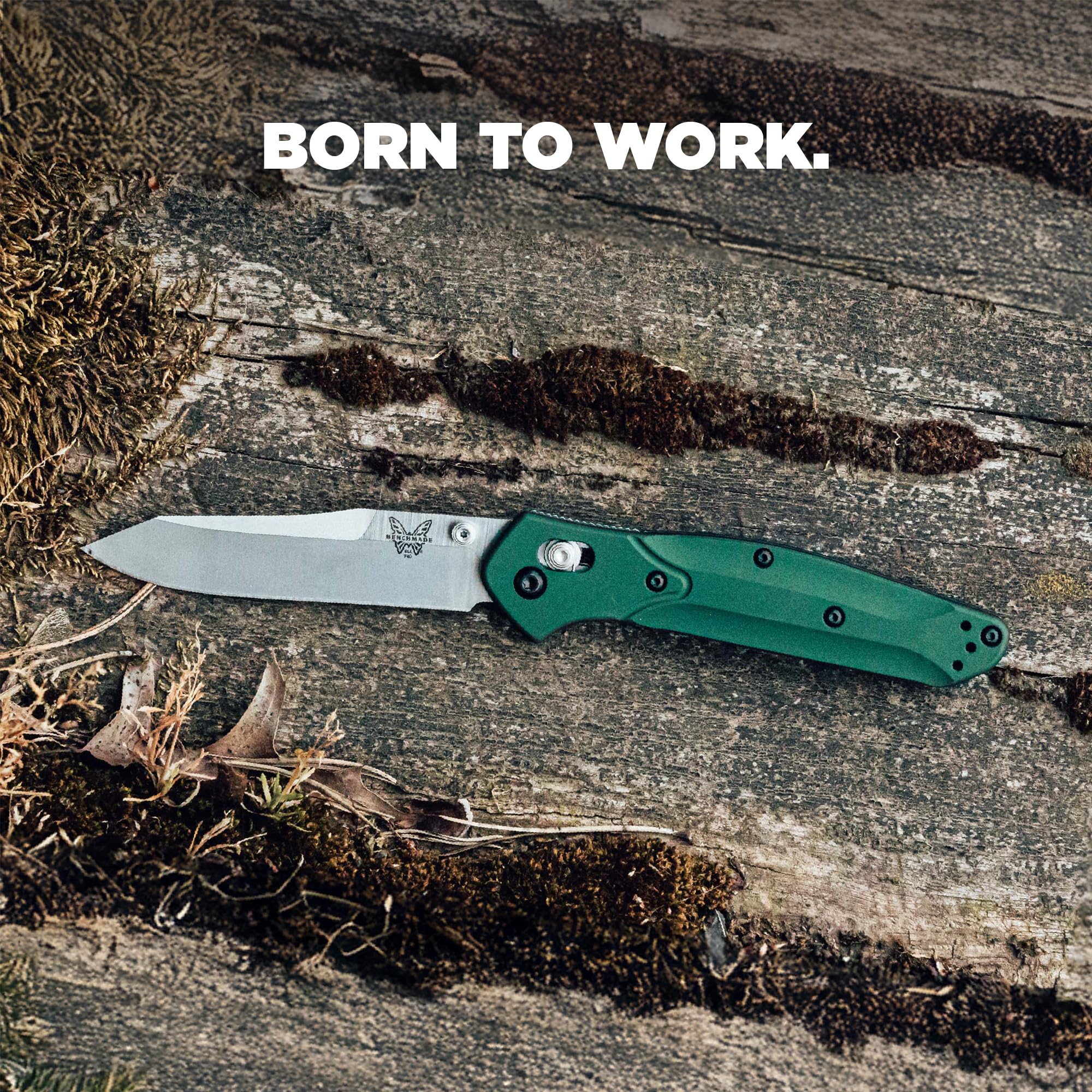 Benchmade - Osborne, Every Day, Outdoor, Folding Knife, Reverse Tanto Blade with Green 6061-T6 Aluminum Handle (940) - Image 6