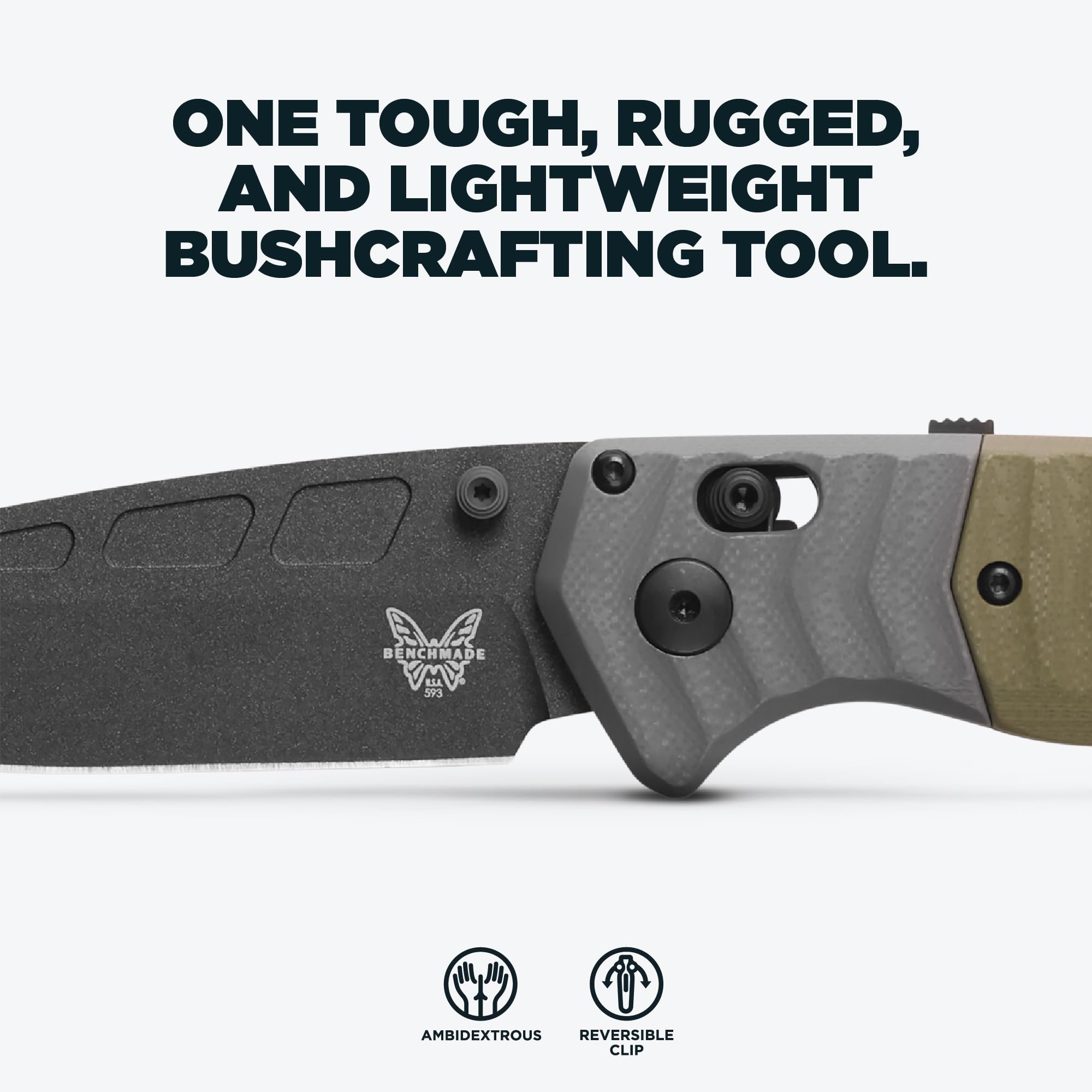 Benchmade - PSK Folding Knife with Gray & OD Green G10 Handle (593BK) - Image 3