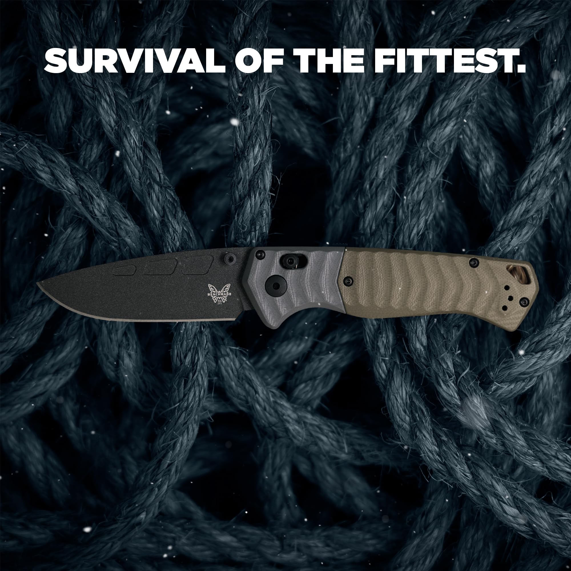 Benchmade - PSK Folding Knife with Gray & OD Green G10 Handle (593BK) - Image 6