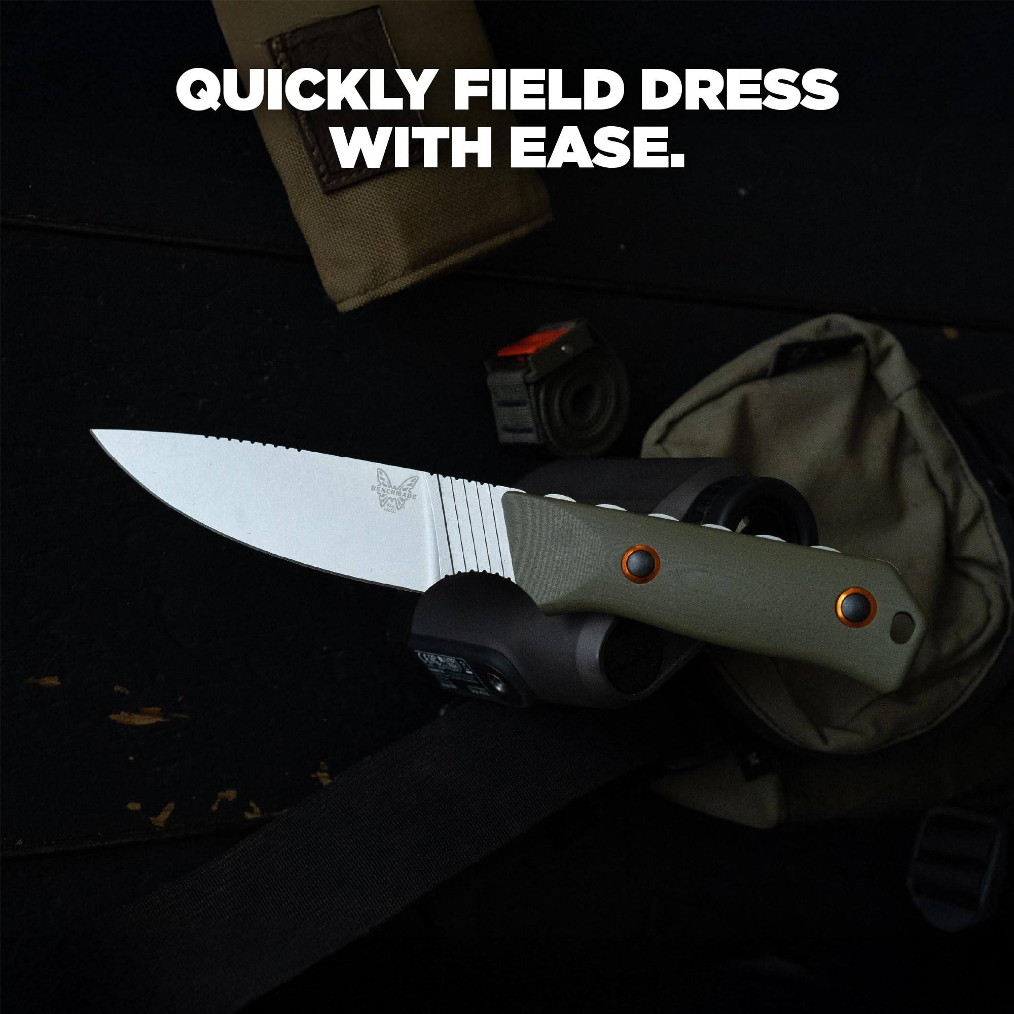 Benchmade - Raghorn Hunting Knife, Plain Edge, Drop-Point Blade with OD Green G10 Handle (15600-01) - Image 6