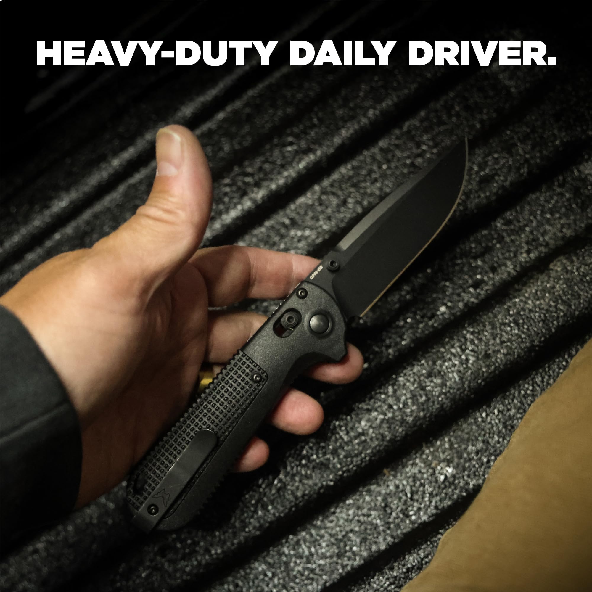 Benchmade - Redoubt Tactical, Every Day Knife, Plain Edge, Drop-Point Blade with Black Grivory Handle (430BK-02) - Image 7