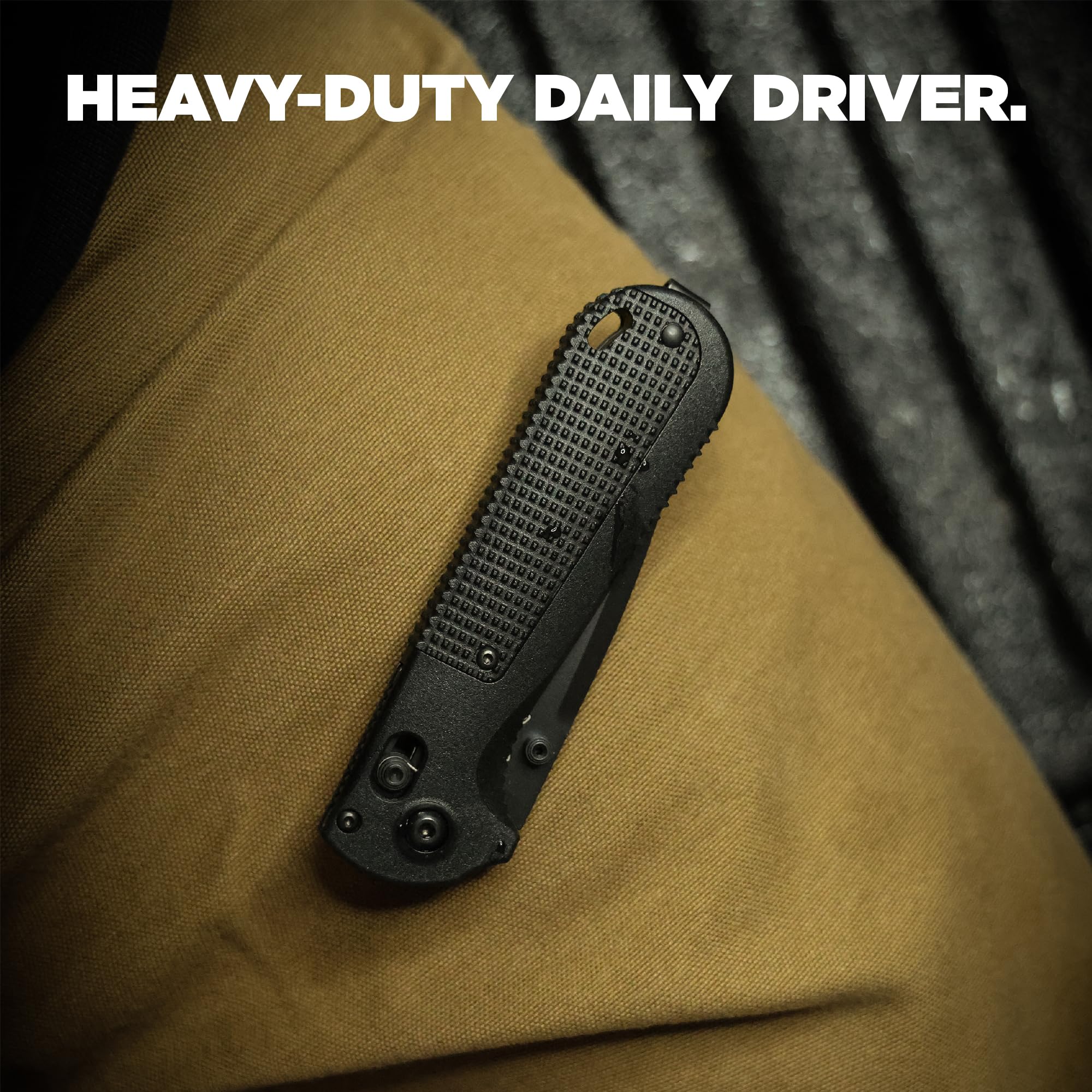 Benchmade - Redoubt Tactical, Every Day Knife, Serrated Edge, Drop-Point Blade with Black Grivory Handle (430SBK-02) - Image 6