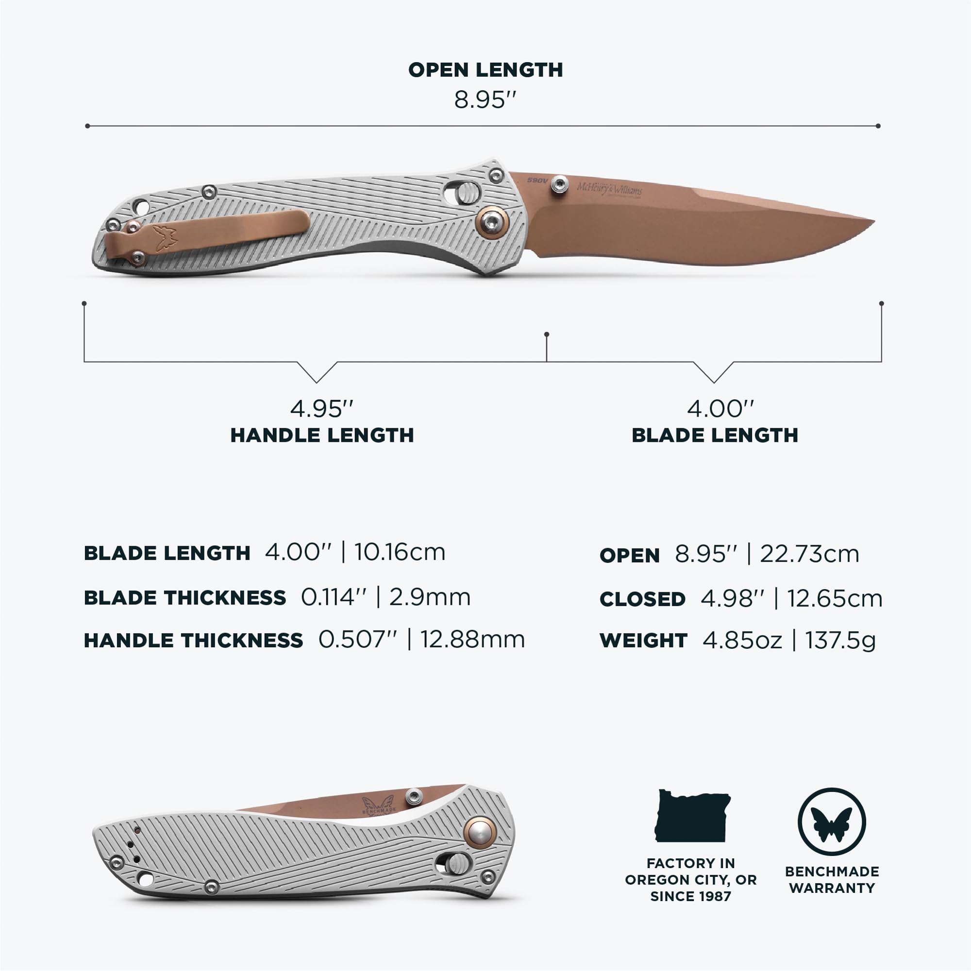 Benchmade - Seven Ten EDC Knife with Gray Aluminum Handles (710FE-24) - Image 5