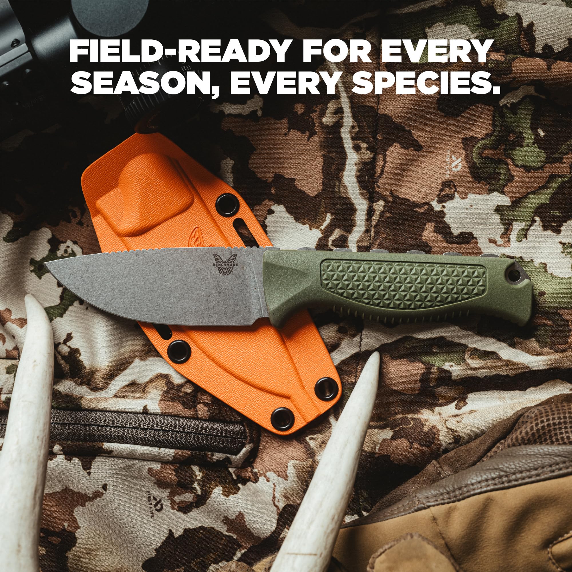 Benchmade - Steep Country Knife with Dark Olive Santoprene Handles and a Drop-Point Blade (15006-01) - Image 6