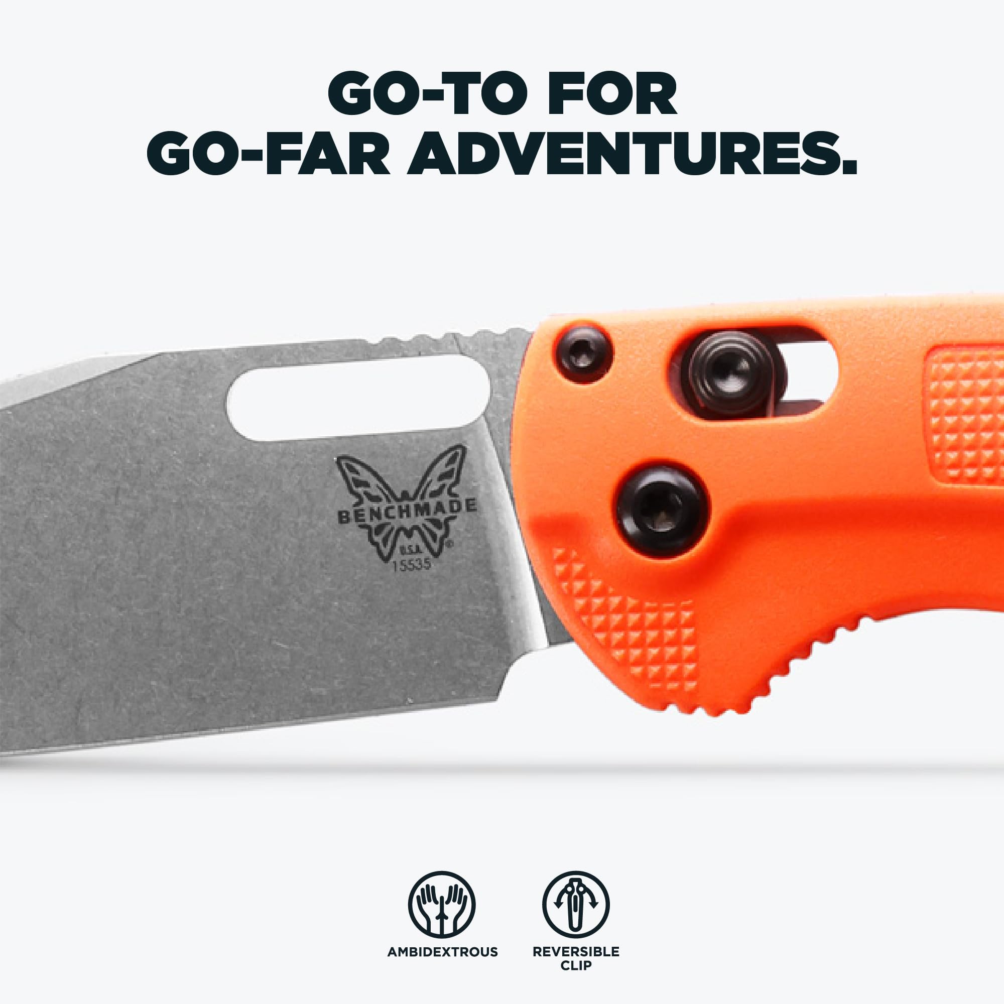 Benchmade - Taggedout Knife, Slim, Ultralight Folding Hunting Knife, Plain Edge, Clip-Point Blade, From Food Prep to Field (15535) - Image 3