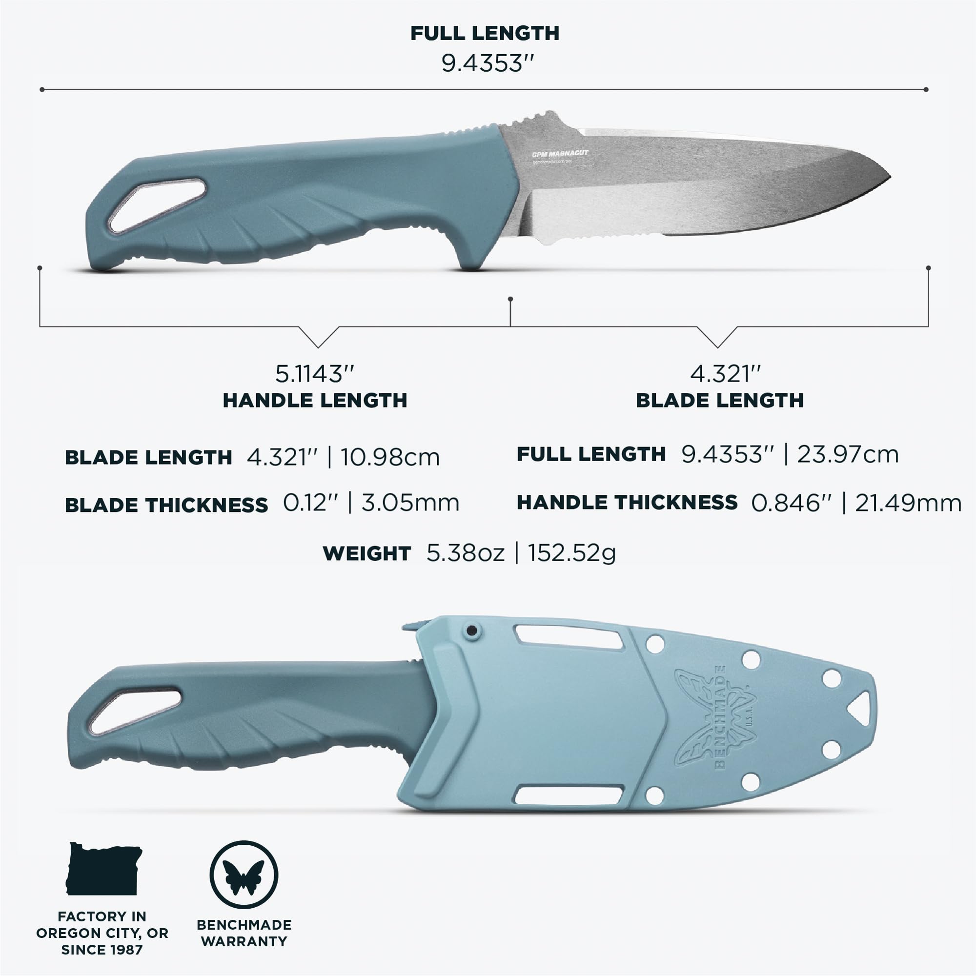 Benchmade - Undercurrent 18040S Outdoor Knife with Depth Blue Santoprene Handle (18040S) - Image 5